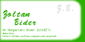 zoltan bider business card
